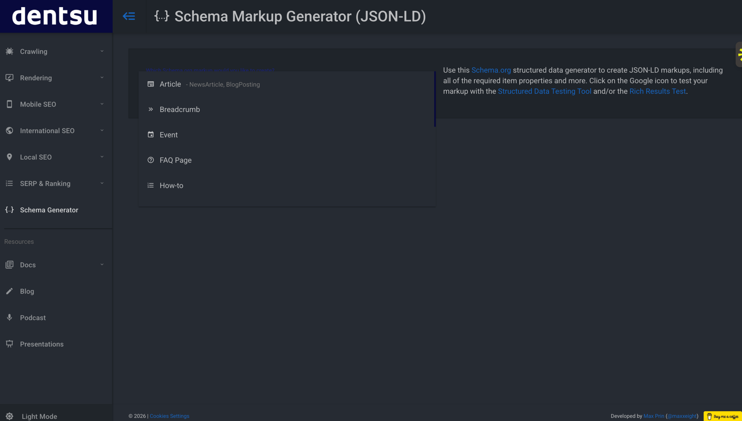 Merkel schema markup generator